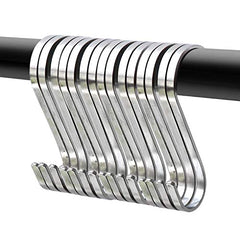 YourGift Steel 10 Pack Heavy Duty S Hooks Black S Shaped Hooks Hanging Hangers Hooks For Kitchen, Bathroom, Bedroom And Office: Pan, Pot, Coat, Bag, Plants(10 Pack/S Hook/Black/2.4 Inch)