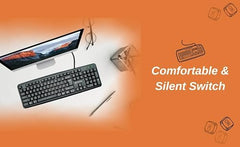 Consistent Classic Silver Wired Keyboard (SK101) for Windows, USB Plug-and-Play, Full-Size, Spill-Resistant, Curved Space Bar(Black)
