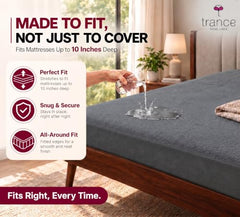 Trance Home Linen Premium 220 GSM+ 72"x36" Single Bed Size Cotton Terry Waterproof Mattress Protector | Elasticated Fitted Non-Toxic Bed Protector | Single Bed Mattresses Cover 72x36 inch, Brown