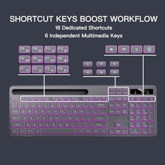 Soueto Wireless Keyboard with RGB Backlit, Phone Holder for Mac/PC, Black