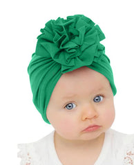 SYGA Baby Cap Naylon Cotton Flower Turban Hat Soft,Stretchable for Baby Cap 0-3 Years DarkGreen