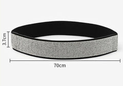 SYGA Women's Rhinestone Elastic belt with diamonds, fashionable and versatile dress, crystal girdle Belt(Black)