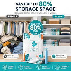 The Better Home Vacuum Storage Bags Medium Size with Hand Pump (Pack of 5) | 70x50cm Fresh, Odor-Free Compression Bags for Clothes, Blankets & Bedding | Space Saver Airtight Storage Organizer