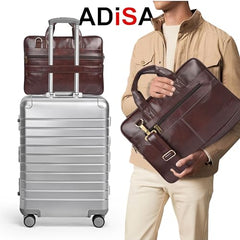 ADISA Laptop Bag for Men - Faux Leather Office Messenger Briefcase with Laptop Compartment for Work, Business, Corporate & Professional Use (LB6050)