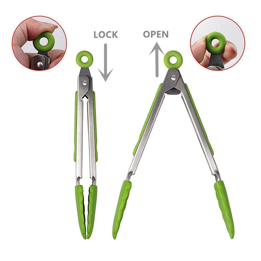 SYGA 1 Piece Silicone Cooking Tong,Stainless Steel Material with Heat Resistant Premium Silicone Grip