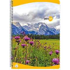 YOUVA Navneet|Spiral Long Book For Students And Executives|Spiral Bound With Safety Lock|A4 Size -21 X 29.7 Cm|Single Line|400 Pages|Pack Of 1