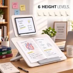 Sunchhaya Acrylic Book Stand for Reading – Clear Adjustable Book Holder with 360° Rotating Base, Foldable Reading Stand for Desk, Cookbook, Tablet & Laptop Stand, Height & Angle Adjustable (R22H)