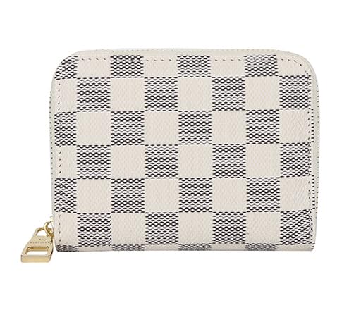 SYGA New Chex Design Card Bag Fashion Multi-Card Business Card Bag Zipper Coin Purse Card Holder Supports(CHEX-White-Style-6)