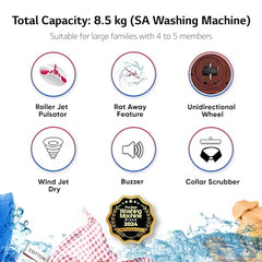 LG 8.5 kg 5 Star Semi-Automatic Top Load Washing Machine (P8530SRAZ, Burgundy, Roller Jet Pulsator)