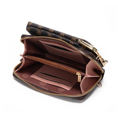 MOMISY Mobile Bag Cellphone Sling Bag Card Holder Wallet Handbag Crossbody multi-function Shoulder Bag for Girls & Women-Diamond (Brown)