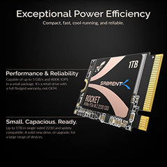 Sabrent 2TB Rocket Q4 2230 M.2 NVMe PCIe 4.0 x4 Gen4 SSD, Up to 5000MB/s,Internal Solid State Drive for Laptop, Surface/Pro, Steam Deck, PS5, ASUS ROG Ally, Dell, HP and Mini PCs (SB-213Q-2TB)