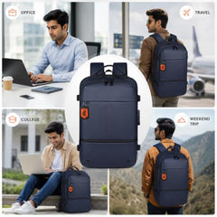 KARRIER Vacuum Compression Backpack with Built-in System for Clothes & Gear Laptop Bags Backpacks for Men and Women 3-in-1 Space-Maximizing Organizer (BLUE)