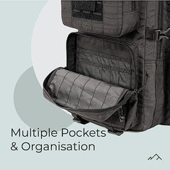 TRIPOLE Force Plus Tactical Army 50 Litre Bag & Backpack with Laser-cut MOLLE (50 Litres Black)