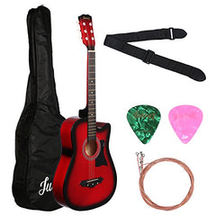 Juârez Acoustic Guitar Kit, JRZ38C/BK 38 Inch Cutaway, 038C with Bag, Strings, Pick and Strap, Black
