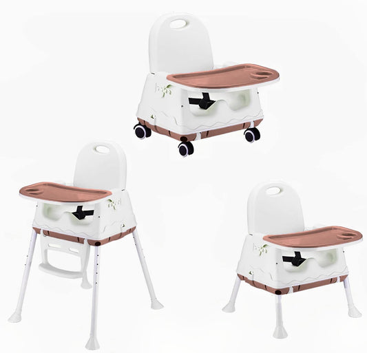 SYGA High Chair for Baby Kids,Safety Toddler Feeding Booster Seat Dining Table Chair (Plain, Brown)