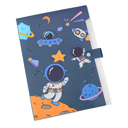 SYGA Cartoon Astronaut 6-Gate File Folder for A4 Student Exam Paper Organizing and Storage(Blue)