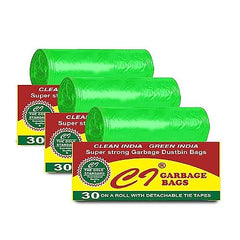Clean India - Plastic Garbage Bags|6 Packs Of 30 Pcs | 19X21 Medium Disposable Garbage Trash Waste Dustbin Bags Of 54Cm X 48Cm (Ci19210008) - 180 Count