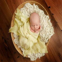 MOMISY Baby Photography Photoshoot Blanket, Newborn Photo Props Swaddle Wrap, Breathable Pack of 1 (Yellow, Baby)