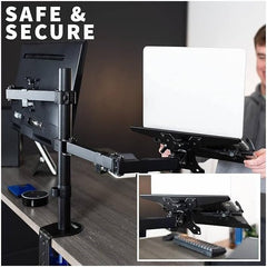 Monitor & Laptop Desk Arm Stand, Swivel & Tilt | Clamp and Grommet Installation