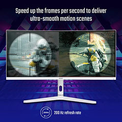 Acer XZ306CX 29.5 Inch Ultrawide 21:9 1500R Curve 2560 X 1080 Backlit LED LCD Monitor I 1 MS VRB I 200Hz Refresh I HDR 400 I DCI-P3 93% I AMD FreeSync I 2xHDMI 1xDP I Stereo Speakers I Eye Care, White