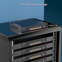 YuanLey 18 Port 2.5G PoE Switch Unmanaged, 16 x 2.5G Base-T PoE Ports, 2 x 10G RJ45 UpLink, IEEE802.3af/at, 250W, Compatible with 100/1000/2500Mbps, Metal Case, 2.5Gbe Network Switch