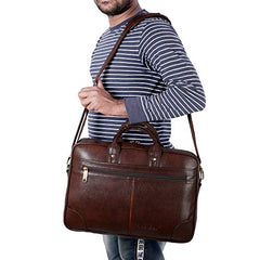Hard Craft Vegan Leather Office Laptop Messenger and Shoulder Side Sling Hand Bag For Men Corporate Executive Briefcase Bag For Man Supports Laptop Upto 15.6 inches