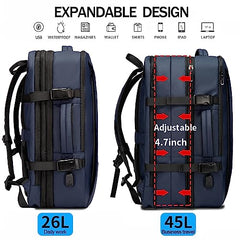 BANGE Travel Backpack, Carry On Backpack Durable Convertible Duffle Bag Fit for 17.3 Inch Laptop and Women, BLACK, LARGE-BLACK-45L, Business