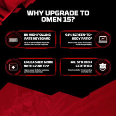HP Smartchoice HyperX OMEN 15, AMD Ryzen 7 260, 8GB-RTX 5050, 24GB DDR5 (Upgradeable), 1TB SSD, 180Hz, 2.5K, 500 nits, 3ms RT, 15.3''/38.9cm, Win11, Office24, Black, 2.42kg, gb0038AX, AI Gaming Laptop