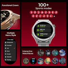 Fastrack MYND 1.93” AMOLED Display Smart Watch for Men & Women with AI Watch Faces,AI Chat,Offline Voice Commands,Curved Metallic Design,Functional Crown,BT Calling, Health Suite,100+ multisport modes