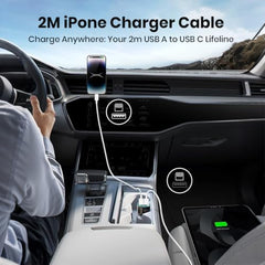 Verilux® 18W USB A to Lighting Fast Charging Cable, 480Mbps Data Synch