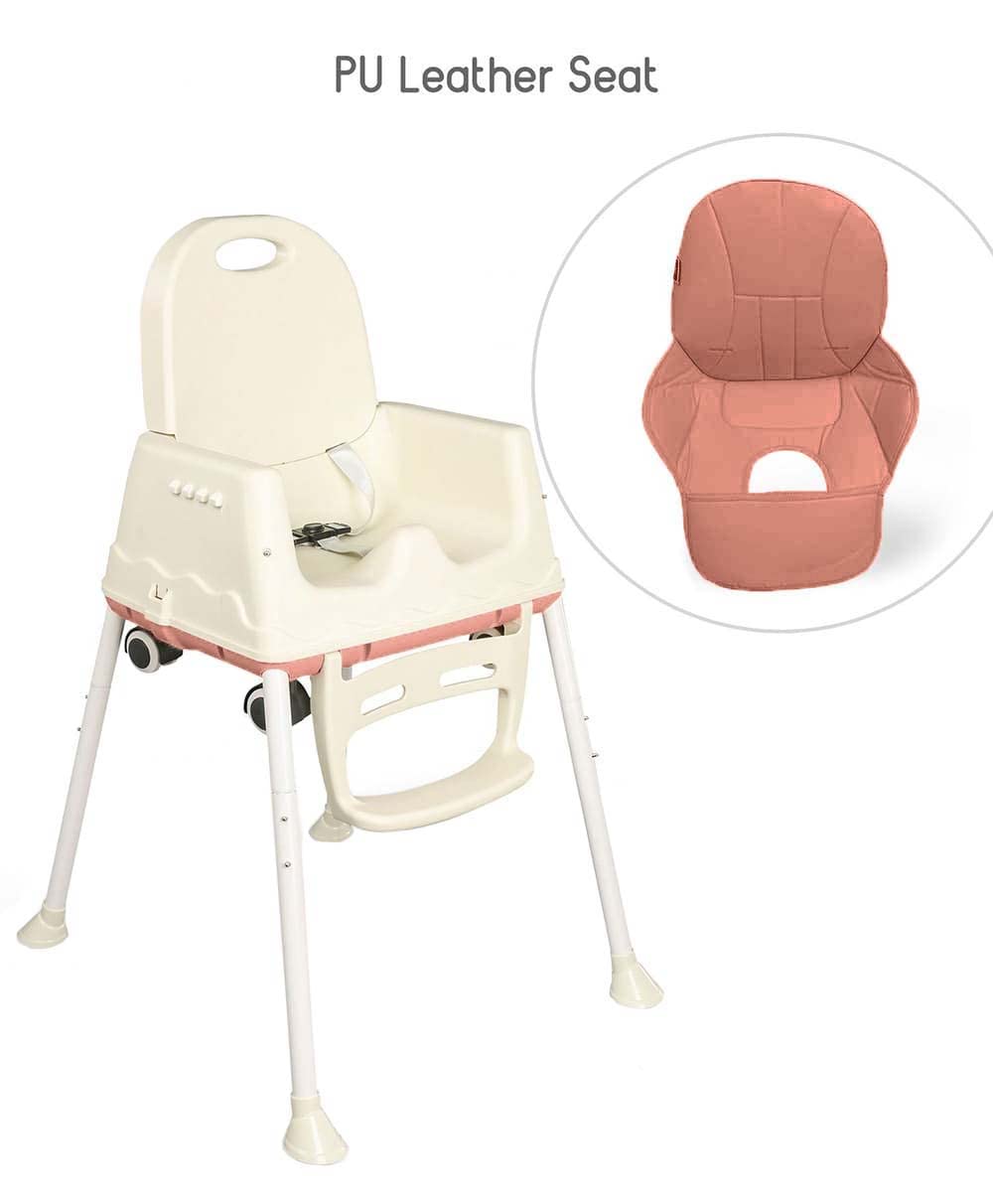 SYGA High Chair for Baby Kids,Safety Toddler Feeding Booster Seat Dining Table Chair (with Cushion, Brown)