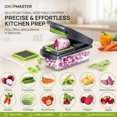 Vegetable Chopper 16 in 1 with Container, Veggie Chopper Food Chopper and Dicer, Onion Chopper Vegetable Cutter with 8 Stainless Steel Blades, Easy Meal Prep Kitchen Tool, Green