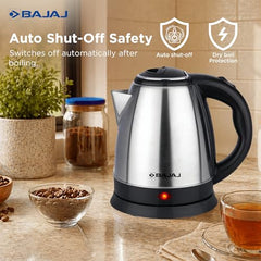 Bajaj KTX 1.8 Litre DLX Electric Kettle | 1350 Watts Kettle with Stainless Steel Body | Cordless Operation | Auto Shut-off Mechanism | 2-Yr Warranty 【Black】