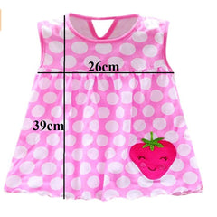 MOMISY Baby Girl Sleeveless Summer Frock A-Line Polka Dot with Strawberry Design-White and Pink,1 to 2 Years