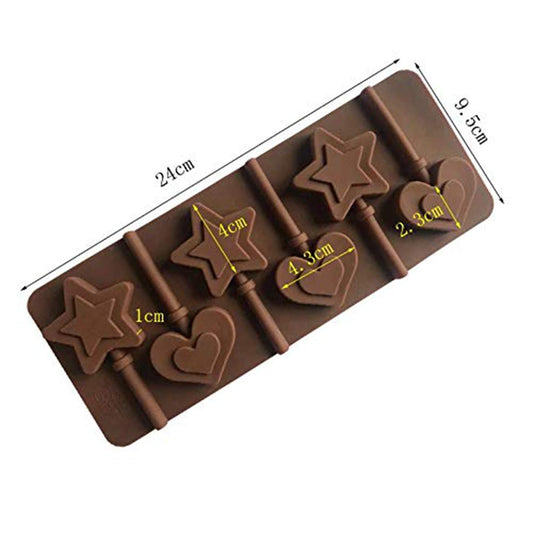 SYGA 6-Cavity Lolipop shap Chocolate Silicon Mould Candy Mould_StarHeart