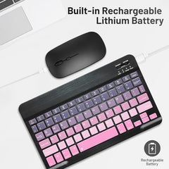 Bluetooth Keyboard and Mouse Combo Rechargeable Portable Wireless Keyboard Mouse Set for Apple iPad iPhone iOS 13 and Above Samsung Tablet Phone Smartphone Android Windows (Gradient White Purple)