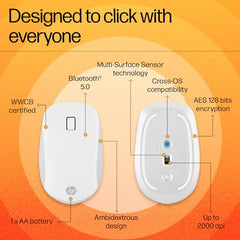 HP 240 Bluetooth Wireless Mouse with 3 Buttons/1600 DPI Red Optical Tracking/Sleek and Ambidextrous/Compatible to Windows 10, macOS, Chrome OS, 3 Years Warranty (Black)