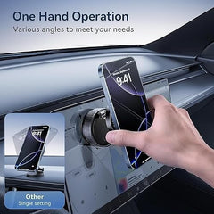 (1 Year Warranty) 360° N52 Strong Magnetic Vacuum Phone Holder, Strong Suction Mobile Mount for Car Dashboard, Windshield, Mirror & Smooth Surfaces, Hands-Free Universal Smartphone Holder - Black