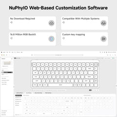 nuphy Air75 V3 Hot Swappable Wireless Mechanical Keyboard, 84 Keys 75% Custom Low Profile Keyboard with Knob, RGB Backlit, Gasket Mounted, Support Bluetooth/2.4GHz/USB-C,White-Red Nano