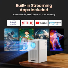 Portronics Beem 450 Smart LED Projector with 1080p Full HD Resolution, Built-in Streaming Apps (Netflix, Prime Video, Hotstar), 4000 Lumens, Screen Mirroring, 3 Watt Speaker, Bluetooth, Wi-Fi (White)