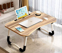 LEKA NEIL Alloy Steel Foldable Laptop Lap Desk, Portable Computer Bed Table Tray With Phone Stand And Cup Holder For Bed/Couch/Sofa Working, Reading(Yellow)
