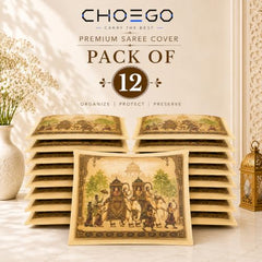 Choego New Season Wedding Print Saree Cover Pack of 12 | Zip closure, Doli Print Reusable storage bags, Ideal for bridal designer sarees, Wardrobe organizer, One side transparent