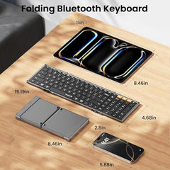 ProtoArc Foldable Bluetooth Keyboard, XK01 Full Size Folding Wireless Keyboard with Number Pad, Portable Travel Keyboard for Windows iOS Android Tablets, Laptops, iPad