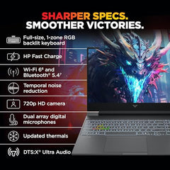 HP Smartchoice Victus, 14th Gen Intel Core i5-14450HX, 6GB RTX 3050, 24GB DDR5(Upgradeable) 512GB SSD, 144Hz, 300 nits, 15.6''/39.6cm, Win11, Office 24, Mica Silver, 2.3kg, fa2303/15tx, Gaming Laptop