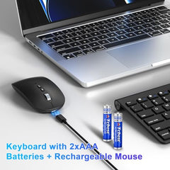 cimetech Mini Wireless Keyboard and Mouse, 2.4G Portable Slim Keyboard and Mouse Set with 12 Multimedia Shortcuts for Computer, PC, Laptop, Tablet, Desktop, Android SmartTV (Grey)