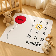 MOMISY Baby Milestone Blanket and Props for Baby's |1 to 12 Months Prop |Baby Bedding |Ac Room Blanket for Summer|Newborn| Infants Winter Blanket(RedBalloon)