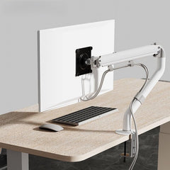 SYGA Adjustable Monitor Arm Stand for 17- to 32-Inch Flat Screen Monitors, Telescopic Cooling Desktop Computer Monitor Stand, White