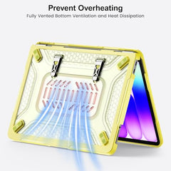 ProElite Transparent Case for MacBook Neo 13 inch 2026 Model Touch ID, Heavy Duty Honeycomb Hard Shell with Slim TPU Bumper and Fold Kickstand, Dark Blue