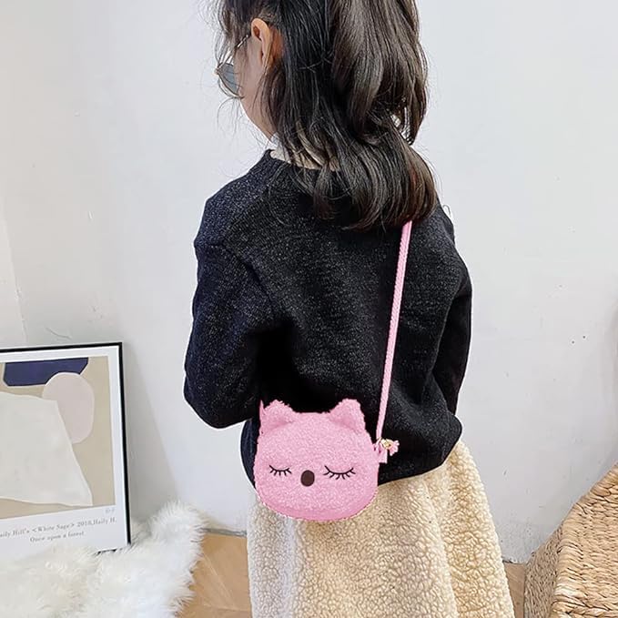 SYGA Children Girls Messenger Bag Coin Purse Small Bunny Rabbit Cat Cartoon Shoulder Bag (Beige (Cat))