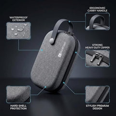 BonKaso Tech Organizer Pouch Hard Shell – Travel Electronics Accessories Case for Charger, USB Cable, Power Bank, Earphones & Hard Drive | Compact EVA Storage Bag – Black & Blue
